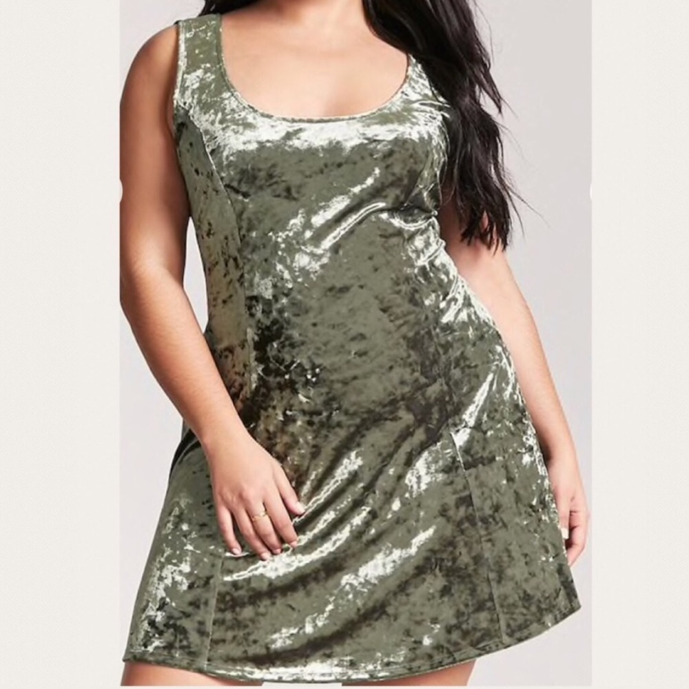 Forever 21 Olive Velvet Mini Dress - Picture 3 of 4